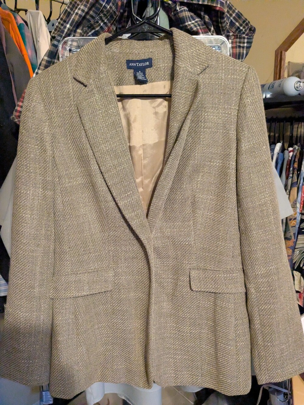 Ann Taylor Women's Tan Tweed Blazer Jacket